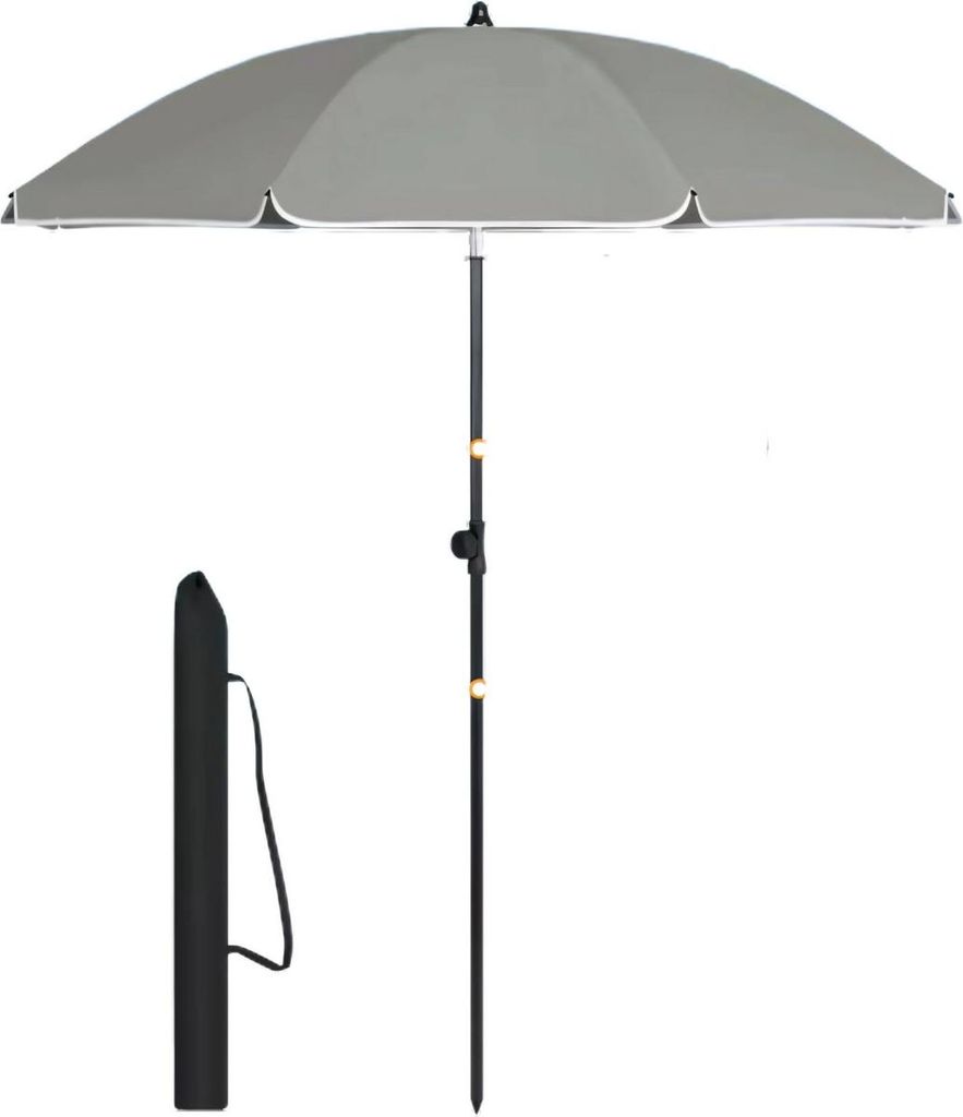 Runden Sonnenschirm – Für Balkon, Strand oder Garten – Verstellbar & 45° Neigbar – UV-Resistent & Wasserdicht – Dunkelgrau – 195 cm
