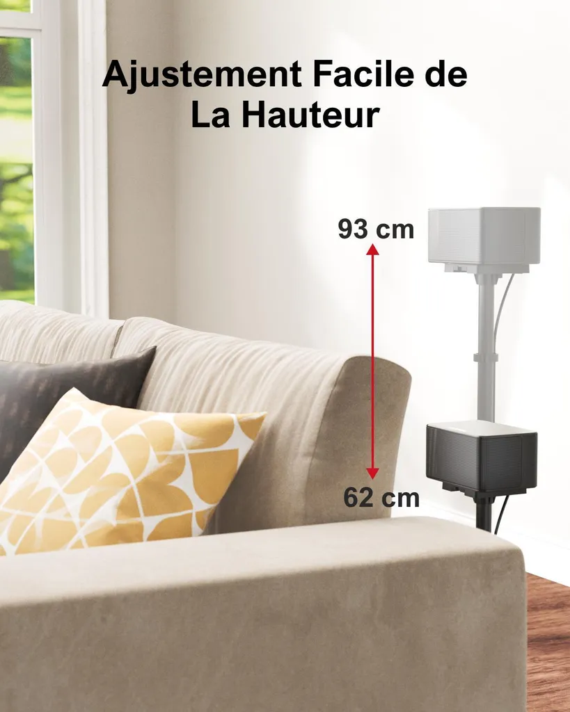 Support enceinte ajustable pour corriger le placement sonore surround