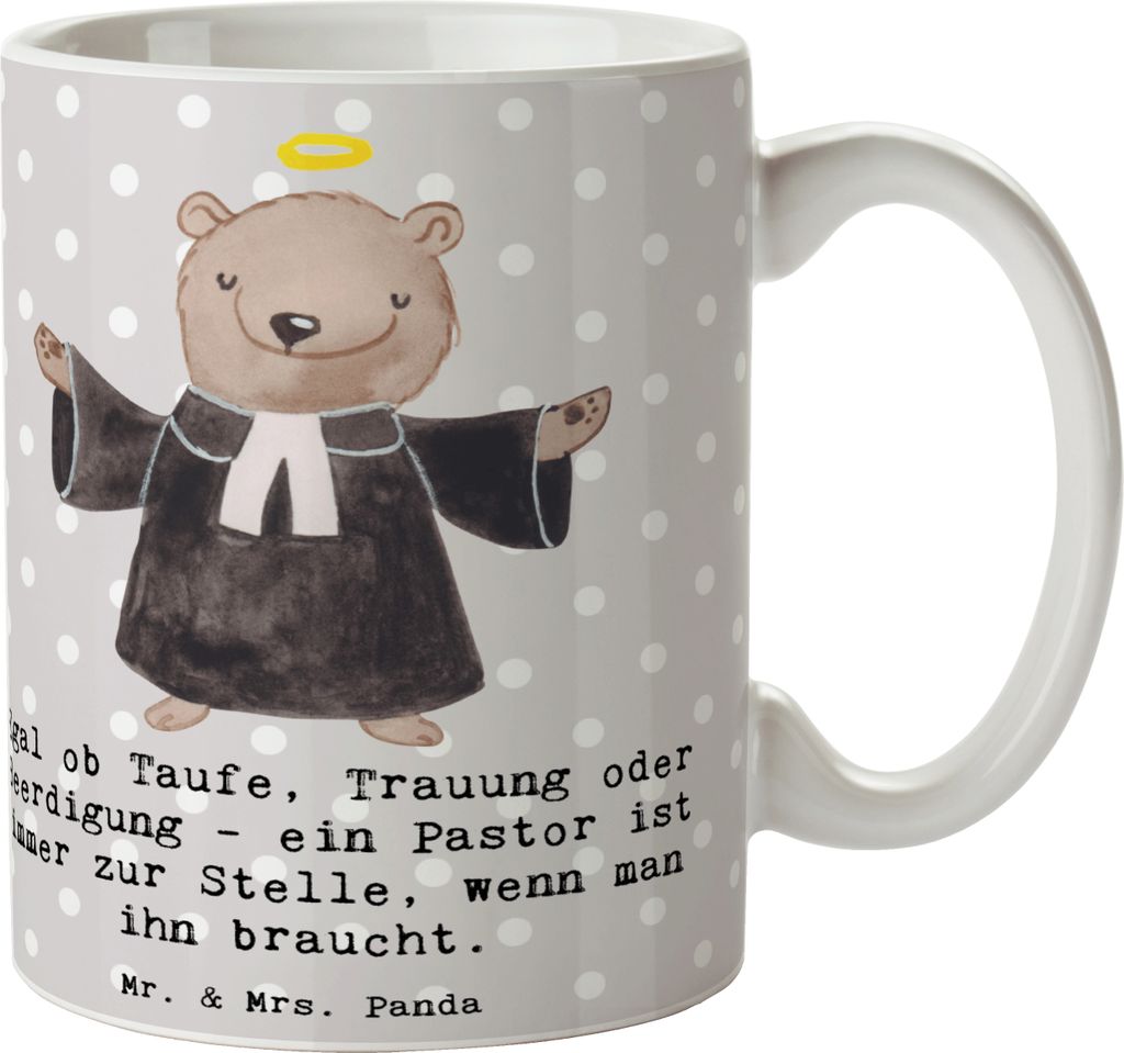 Mr. & Mrs. Panda Kaffeebecher Pastor Begleiter - Grau Pastell - Geschenk, Berufsleben, Beruf, statement tasse, Berufe, Teetasse, haferl, Geschenke ...