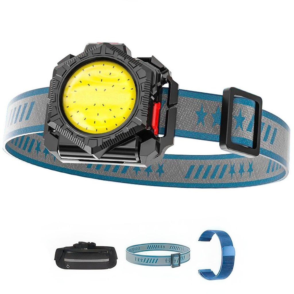 Ultraleichtes LED Lauflicht Armband 42g, 3in1 Stirn-/Gürtel-/Handlicht, 120° COB Licht, wiederaufladbar, für Sport & Outdoor