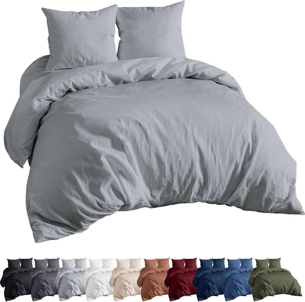 Premium Mikrofaser Bettwäsche Set 200x220 +2St 80x80 cm Bettwäschegarnitur, in Farbe: Smoky Grau
