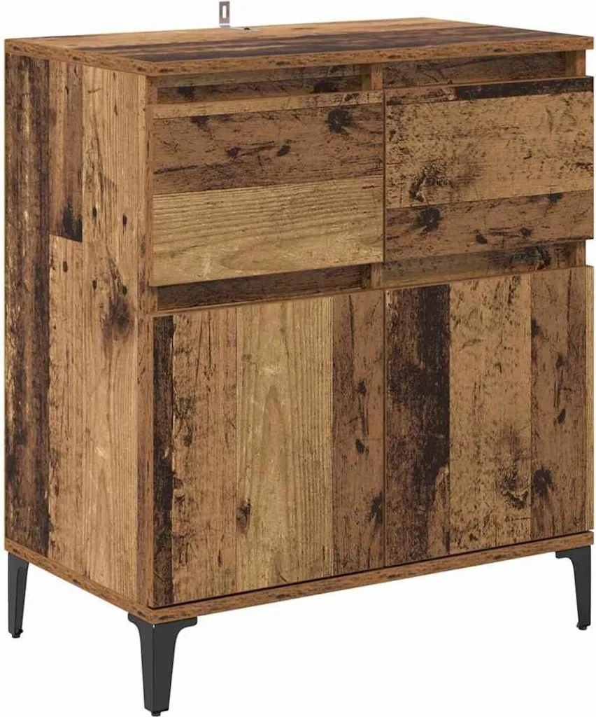 Credenza in legno di recupero 60 x 35 x 70 cm in legno composito e ferro
