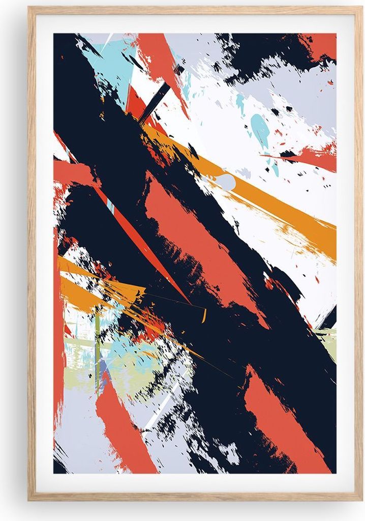 Gerahmtes Poster - Rahmen in heller Eiche - Abstraktion Graffiti Modern - 61x91,5 cm - Wand Bild - Wanddeko - Wandbilder - Wandposter - Bilderrahme...