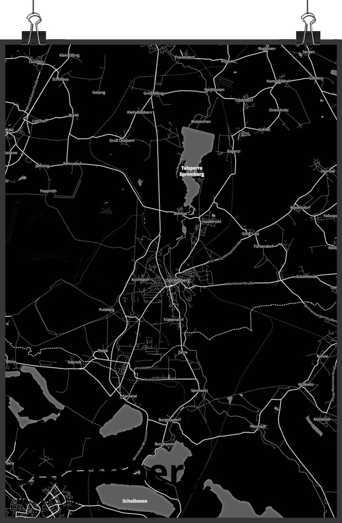 Mr. & Mrs. Panda Bild Spremberg DIN A3 - Geschenk, drucke, wanddeko, Kunstdruck, Stadt, Plakat, Wandbild, Dorf Karte Landkarte Map Stadtplan