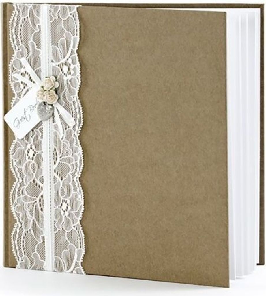 Gästebuch Kraftpapier mit Spitze Hochzeit Fotoalbum Erinnerungsalbum