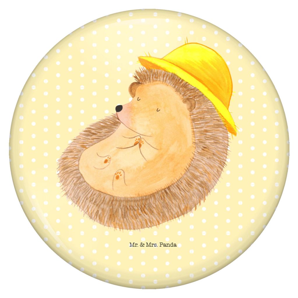 Mr. & Mrs. Panda Button Igel Beten - Gelb Pastell - Geschenk, Badge, Reversnadel, Genießen, Pin, Gott, Revers-Anstecker, Lustige Sprüche, Dankbar...