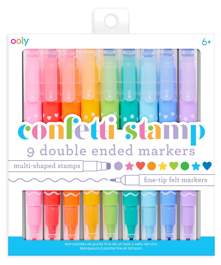 Ooly doppelseitige Marker Set - Konfetti Stempel und Filzstift - 9 Farben