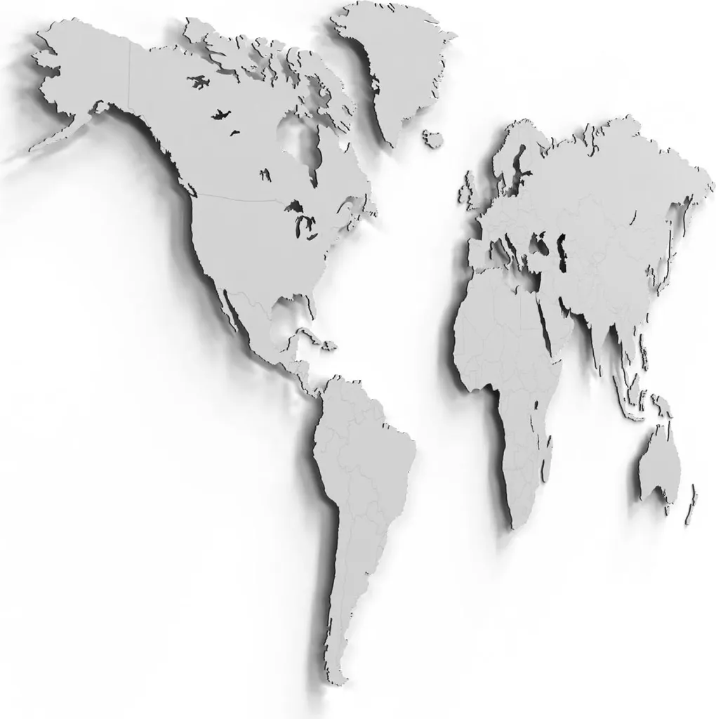 Giallobus Mappa Mondo Legno Bianco 130x72 - Decorazione Parete Design