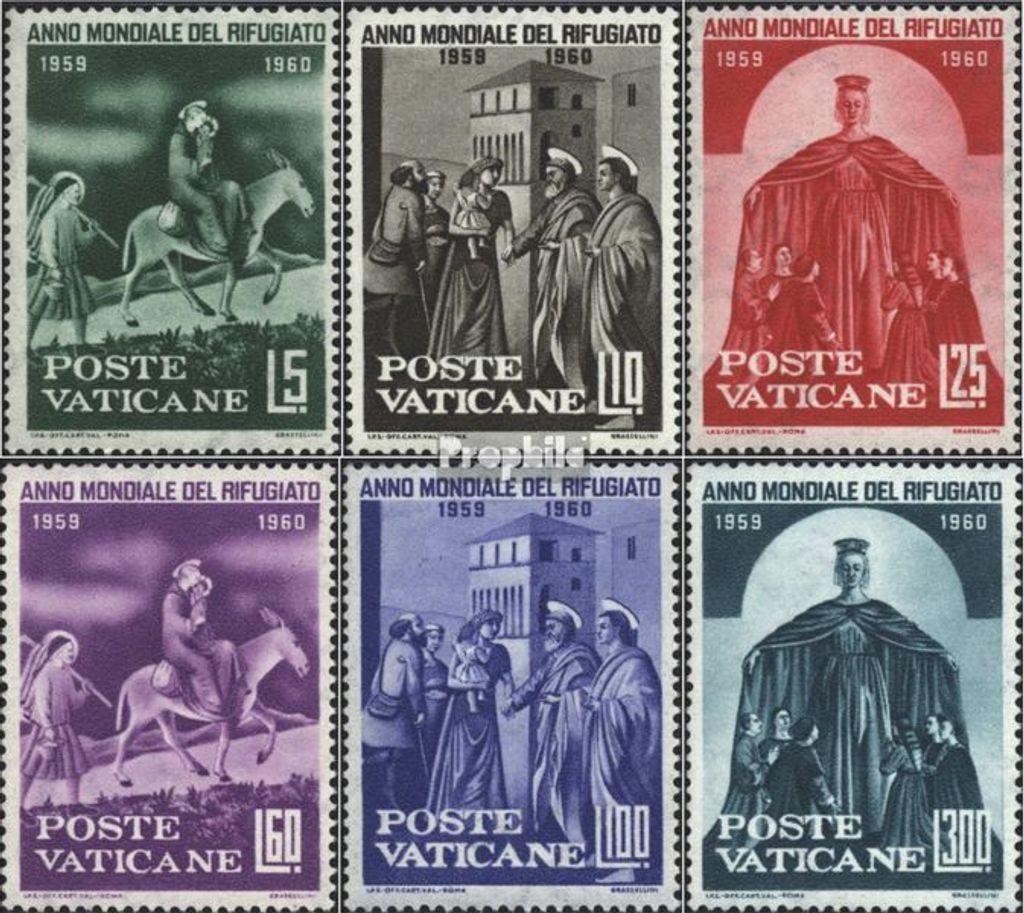 Briefmarken Vatikanstadt 1960 Mi 338-343 (kompl.Ausgabe) gestempelt Weltflüchtlingsjahr
