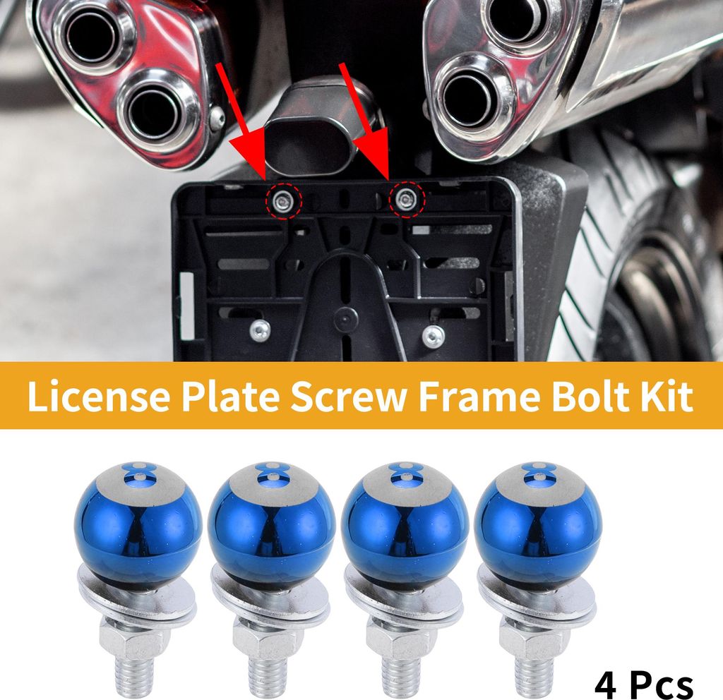 Universelle Motorrad M6 Kennzeichenschraubenabdeckung 40mm Diebstahlsichere Kennzeichenschraubenrahmenbolzen Set Aluminiumlegierung Blau 4Stk
