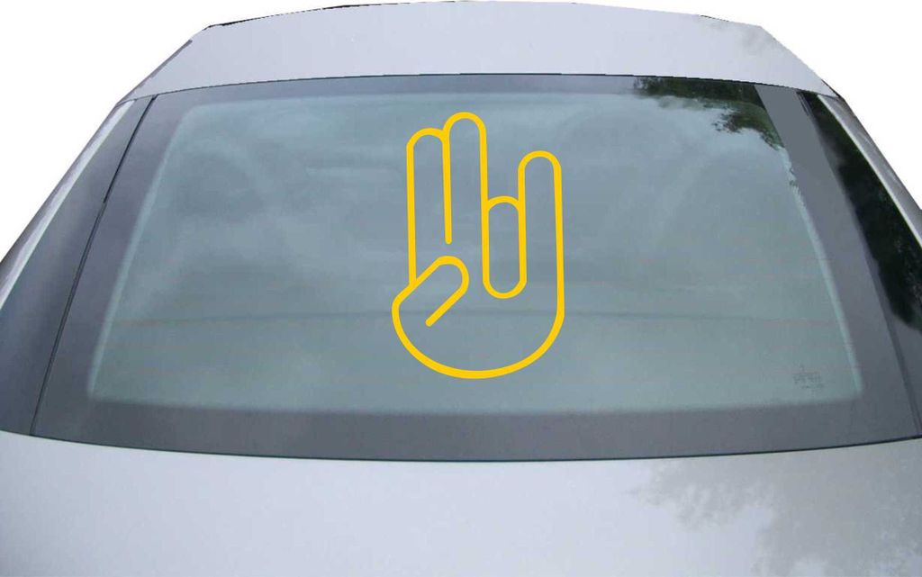 Indigos UG - Aufkleber Heckscheibe & Motorklappe DE2057 - gold - 600x388 mm - The Shocker Hand - Auto Scheiben Fenster Heckklappe Tuning Racing JDM...