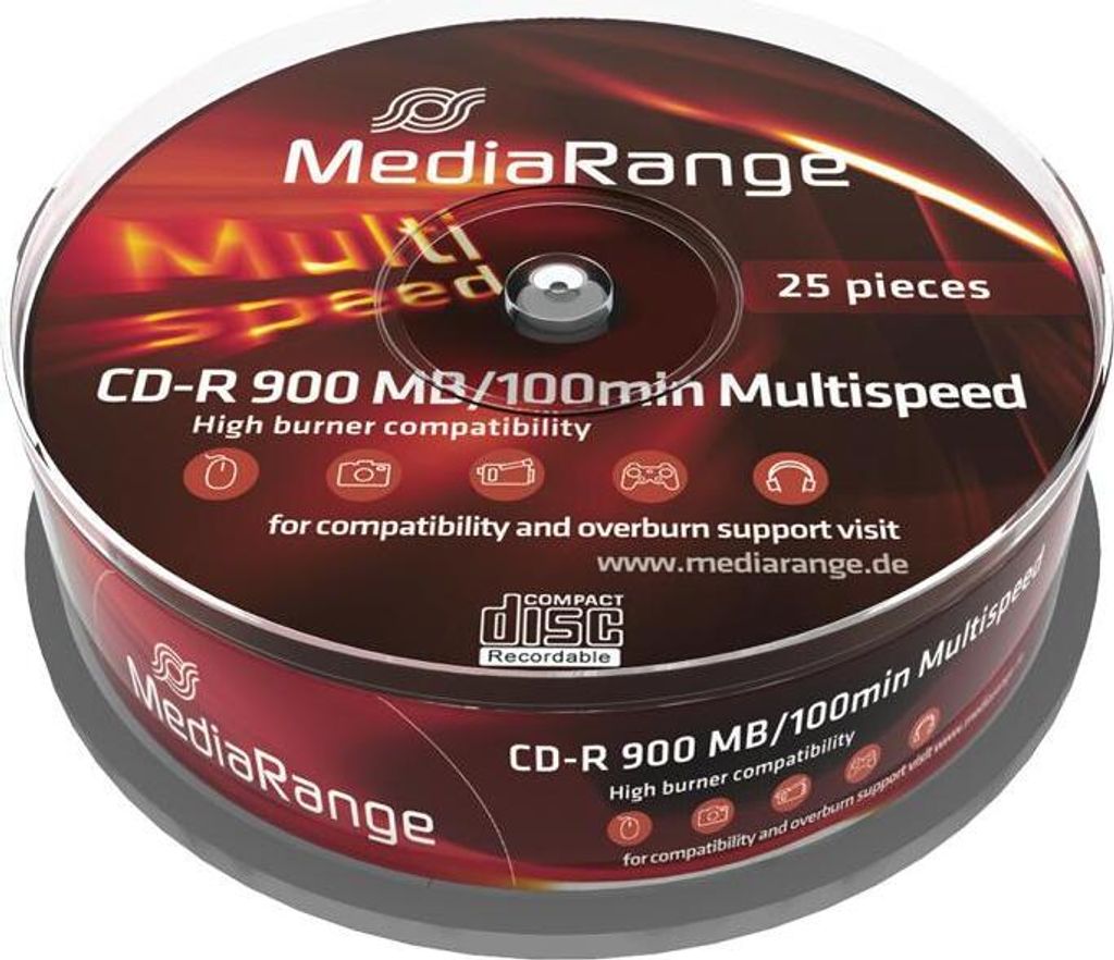 MediaRange CD-R100 25er Pack Audio-CD-R, 900 MB, bedruckbar