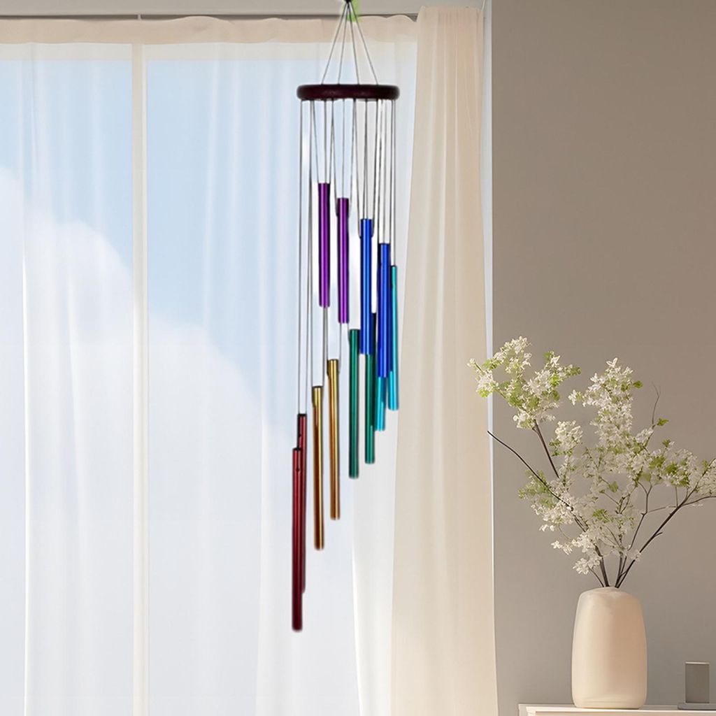 Vintage-Windspiel mit Metallrohr, wetterfest, für drinnen und draußen, Garten, Terrasse, Retro-Windglocke zum Aufhängen, Dekoration für draußen