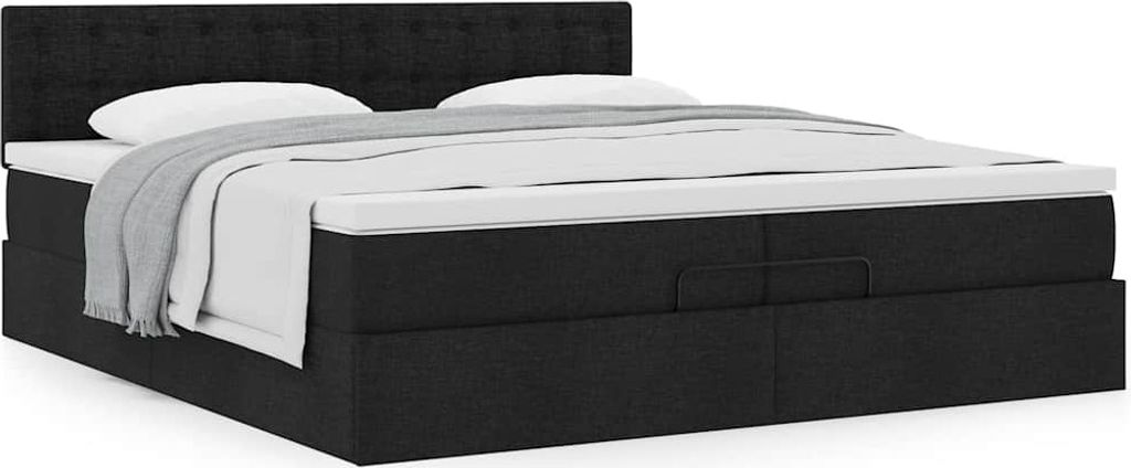 Möbel Ottoman-Bett mit Matratze Schwarz 200x200 cm Stoff - Klassische Betten 3311652