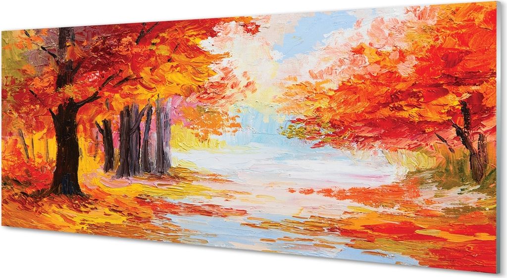 Glasbilder 125x50 Wandkunst Herbst-Blätter des Baumes