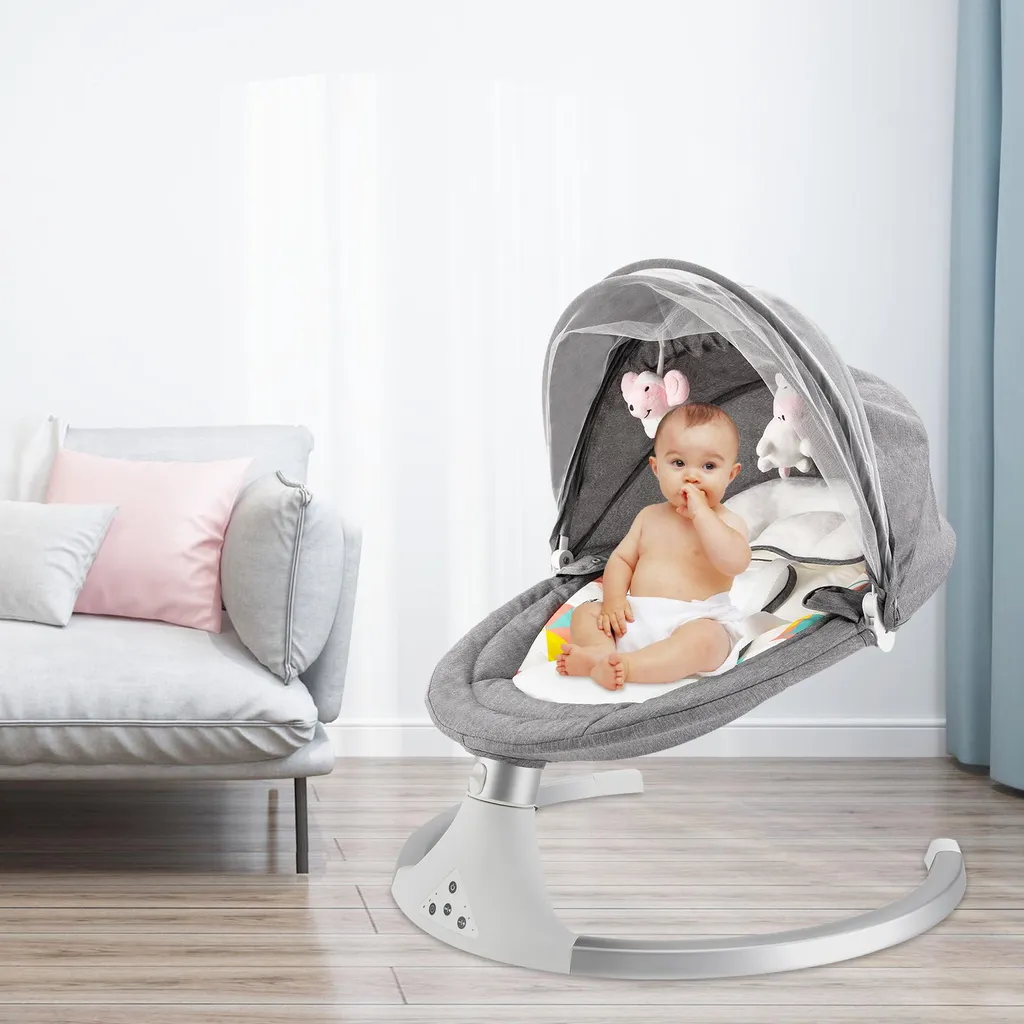 Transat électrique pour bébé gris avec minuterie réglable - Modèle BébéZen - 2