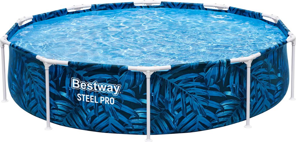 Bestway Steel Pro Frame Pool ohne Pumpe Ø 305 x 66 cm, tropisches Blatt-Design, rund