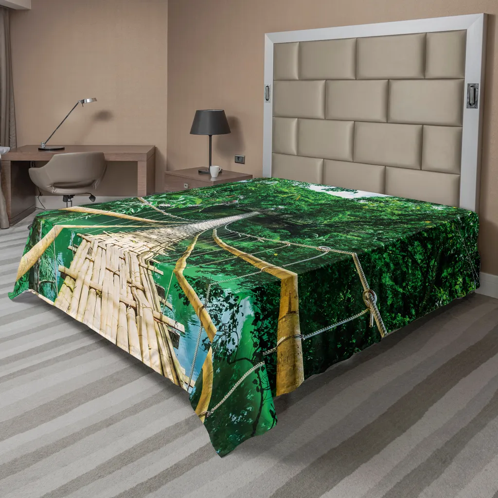 Lenzuolo Tropicale ABAKUHAUS 266x260 cm Lavabile | Verde Foresta