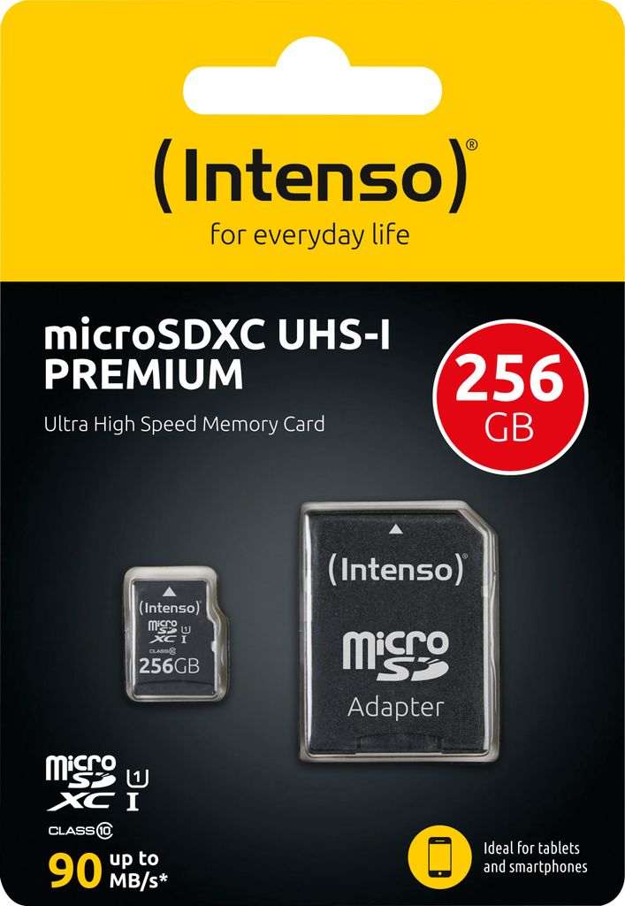 SD MicroSD Card 256GB Intenso SDXC UHS-I Class10 Produktbild 