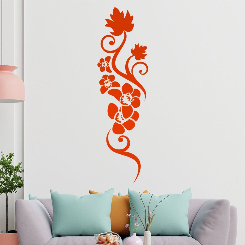 Orchidee - Linien Wandtattoo in 6 Größen - Wandaufkleber Wall Sticker - Dekoration, Küche, Wohnzimmer, Schlafzimmer, Badezimmer
