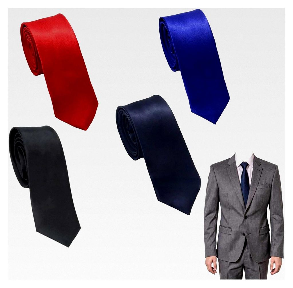 Herren Krawatten Set 4 Stück – Elegante Krawatten aus glänzendem Satin, einfarbig für Hochzeit, Büro und Alltag