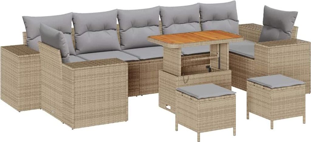 "SALE 2026"Garten-Sofa-Set - Outdoor-Lounge-Set - mit Kissen mit Kissen 10er Set,multifunktional& Moderne - Beige und Hellgrau - Gartengarnitur - G...