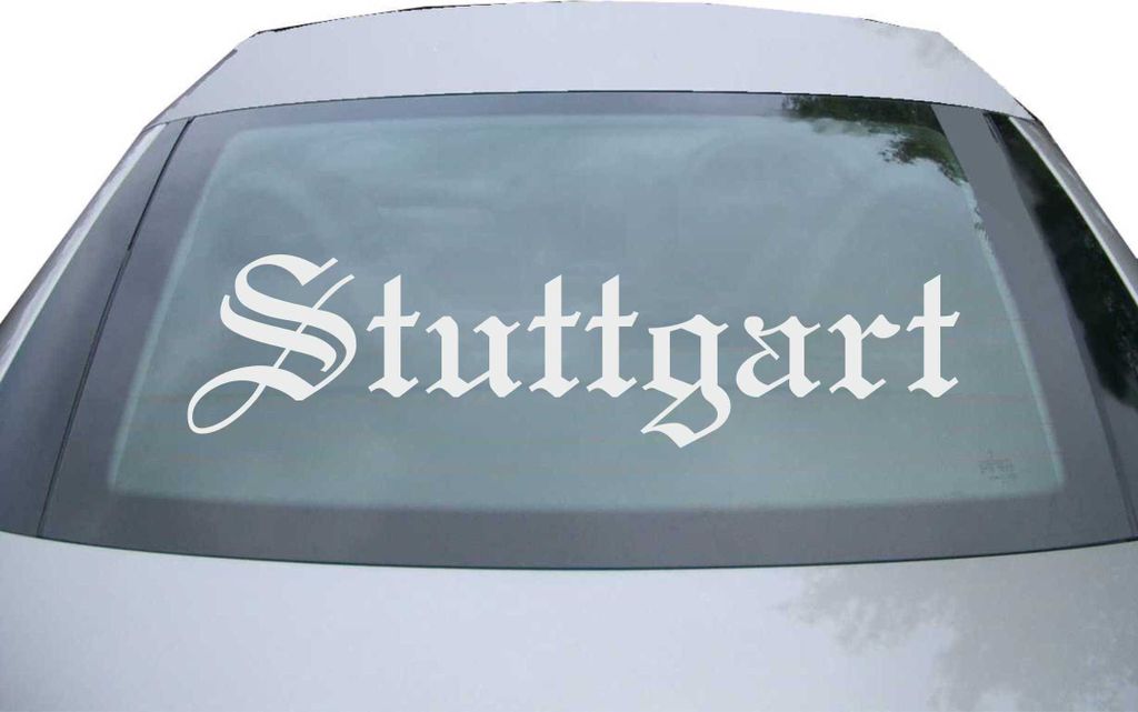 Indigos UG - Aufkleber Heckscheibe & Motorklappe DE6578 - silber - 600x150 mm - Stadt Stuttgart - Auto Scheiben Fenster Heckklappe Tuning Racing JD...