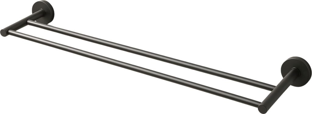 Balneo | Handtuchhalter Qube Modell 2 - Gun Metal - Doppel - Edelstahl Aisi 304 - Wandmontage