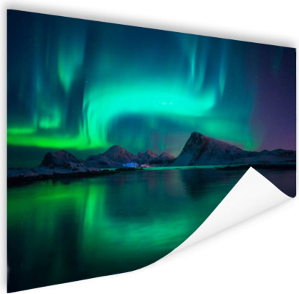 MuchoWow Poster Nordlichter - Berge - Norwegen 90x60 cm - Schlafzimmer