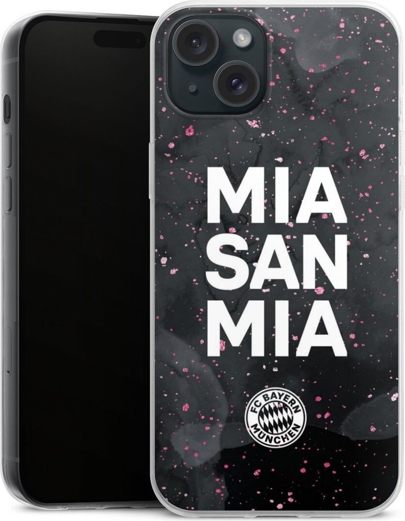 DeinDesign Slim Hülle für Apple iPhone 15 Plus Silikon Case Ultra Dünn Handyhülle FC Bayern München Mia San Mia Girl Style