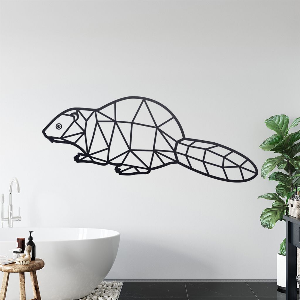 Biber Polygon Wandtattoo Wandaufkleber Wall Sticker - Dekoration, Küche, Wohnzimmer, Schlafzimmer, Badezimmer