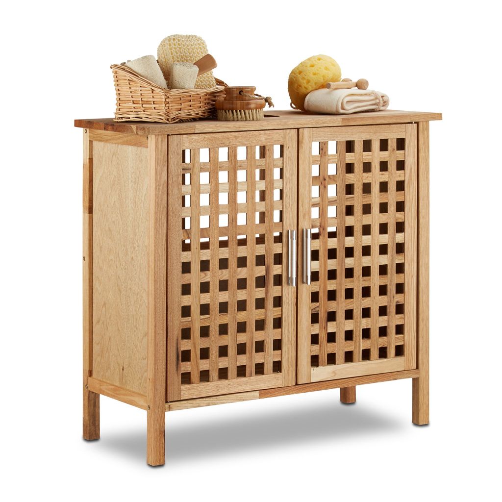 relaxdays Waschbeckenunterschrank Walnuss Produktbild 1