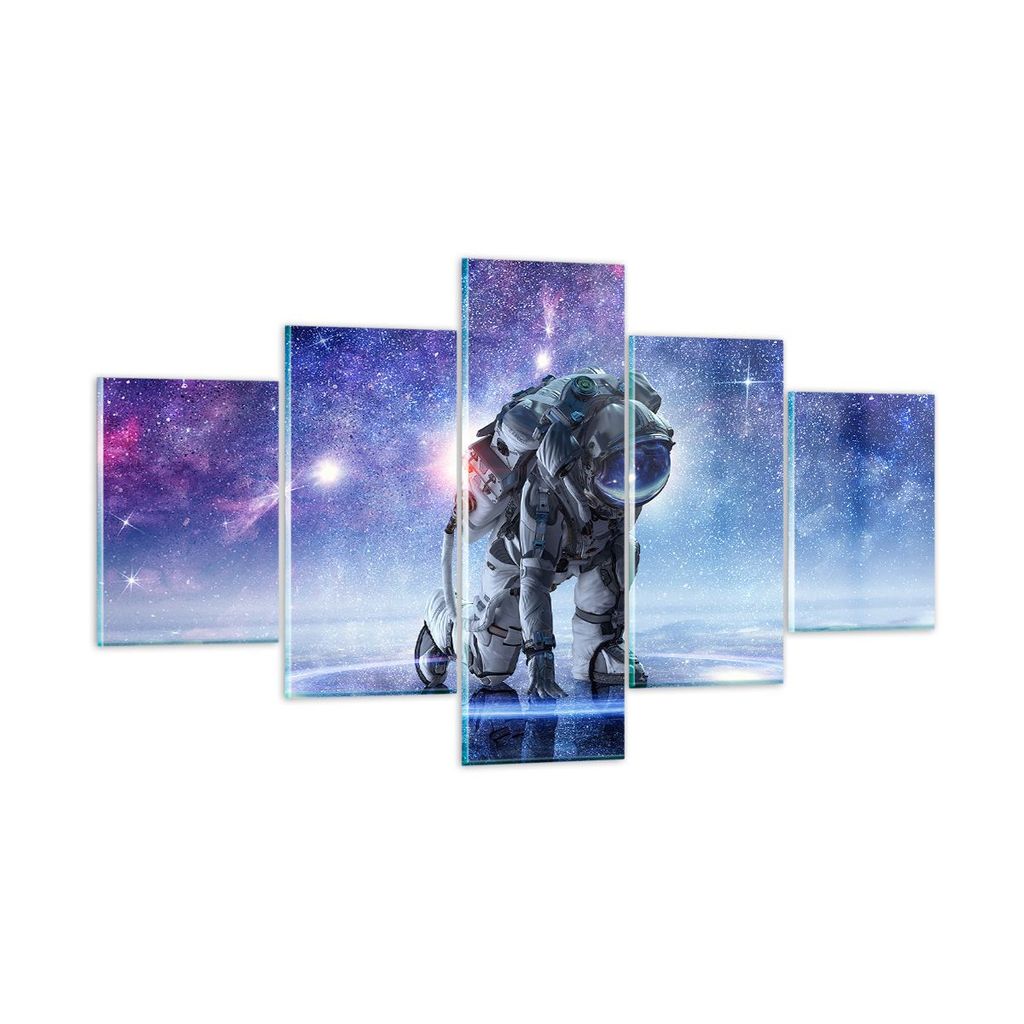 Bilder auf glas - Kosmonaut Weltraum - 125x70cm - Glasbilder - Wandbilder - Kunstdruck - zum Aufhängen bereit - Wanddekoration aus Glas - Glas Bil...