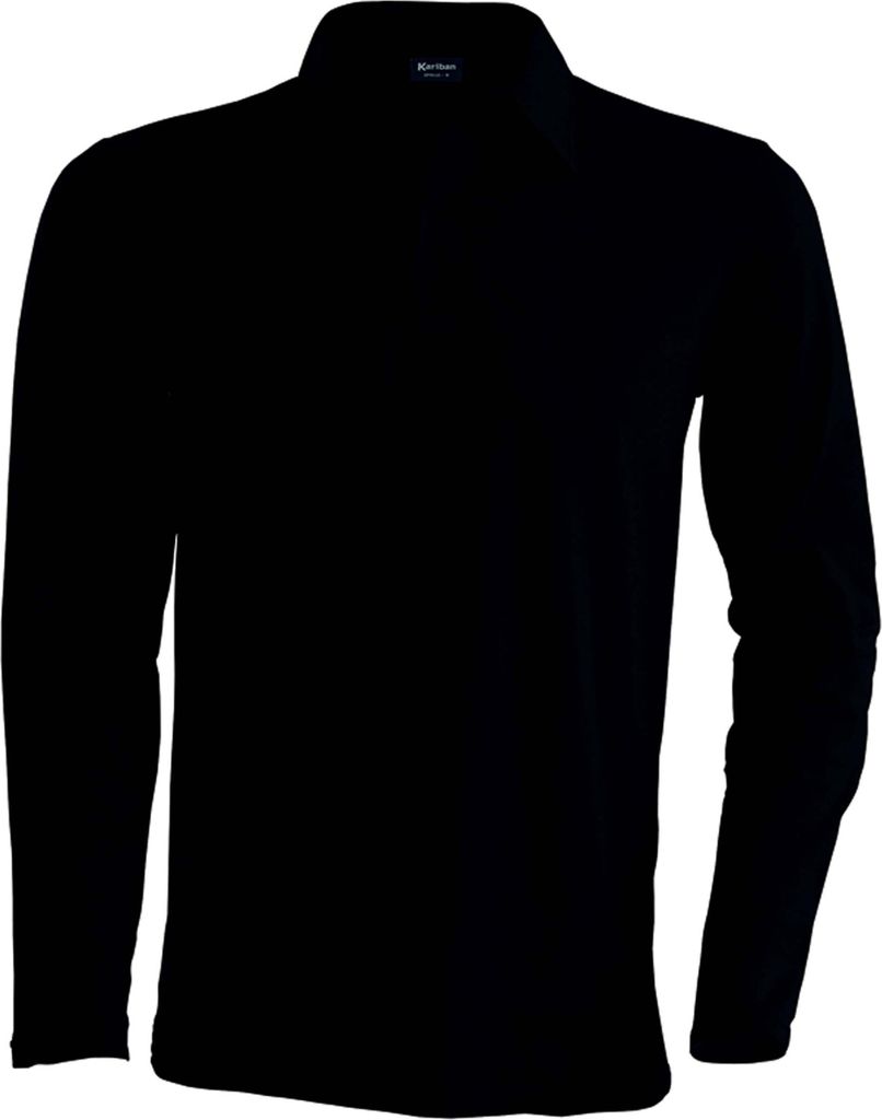 Kariban Herren Polo-Shirt Langarmshirt Poloshirt Langarm Polohemd, Größe:M, Farbe:Schwarz