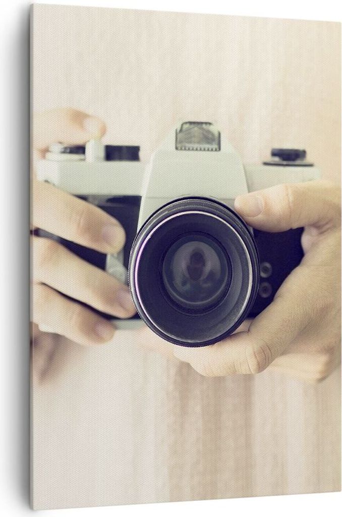 Bild auf Leinwand - Leinwandbild - Einteilig - Die Kamera Retro Fotografie - 70x100cm - Wand Bild - Wanddeko - Wandbilder - Leinwanddruck - Wanddek...