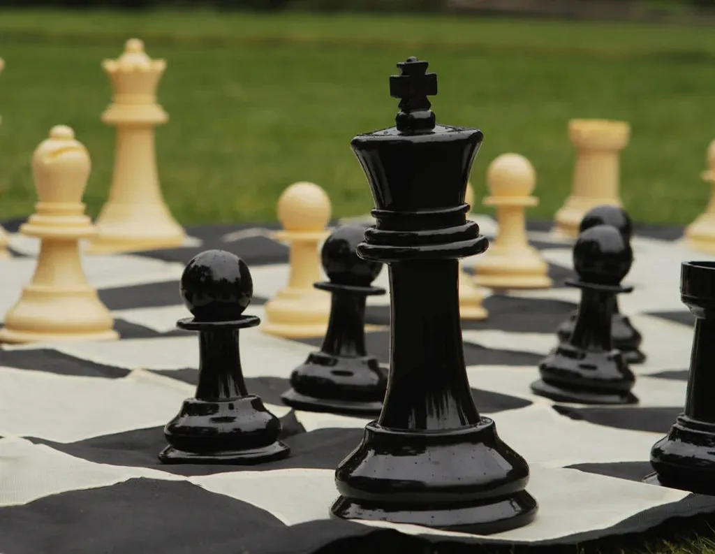 Jeu d'échecs géant 20cm avec tapis 90x90cm - Set complet d'extérieur - 7
