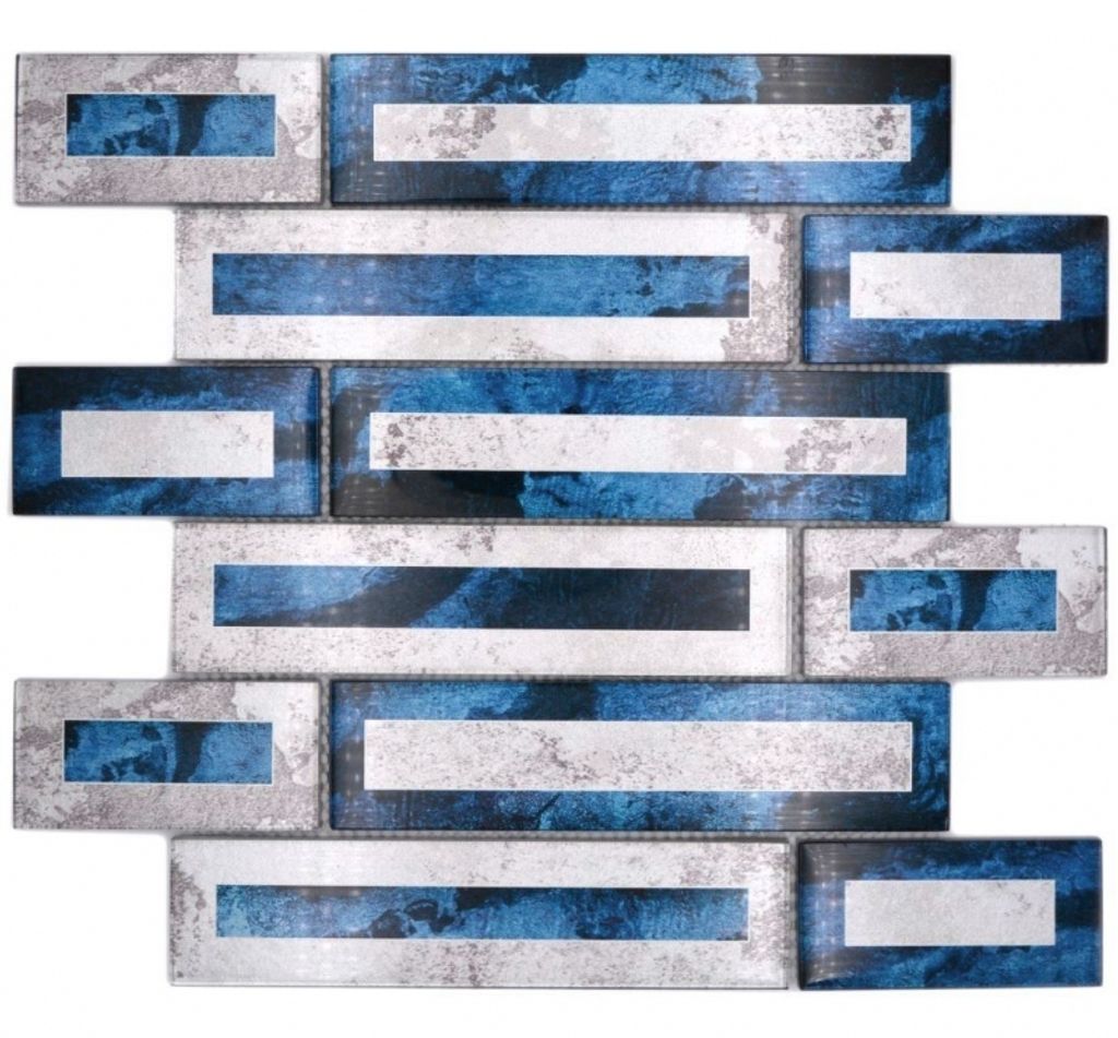 Mosaikfliese Glasmosaik blau glänzend 2D-Optik Mosaikfliese Küchenwand Fliesenspiegel Bad Duschwand MOS88-W9_f