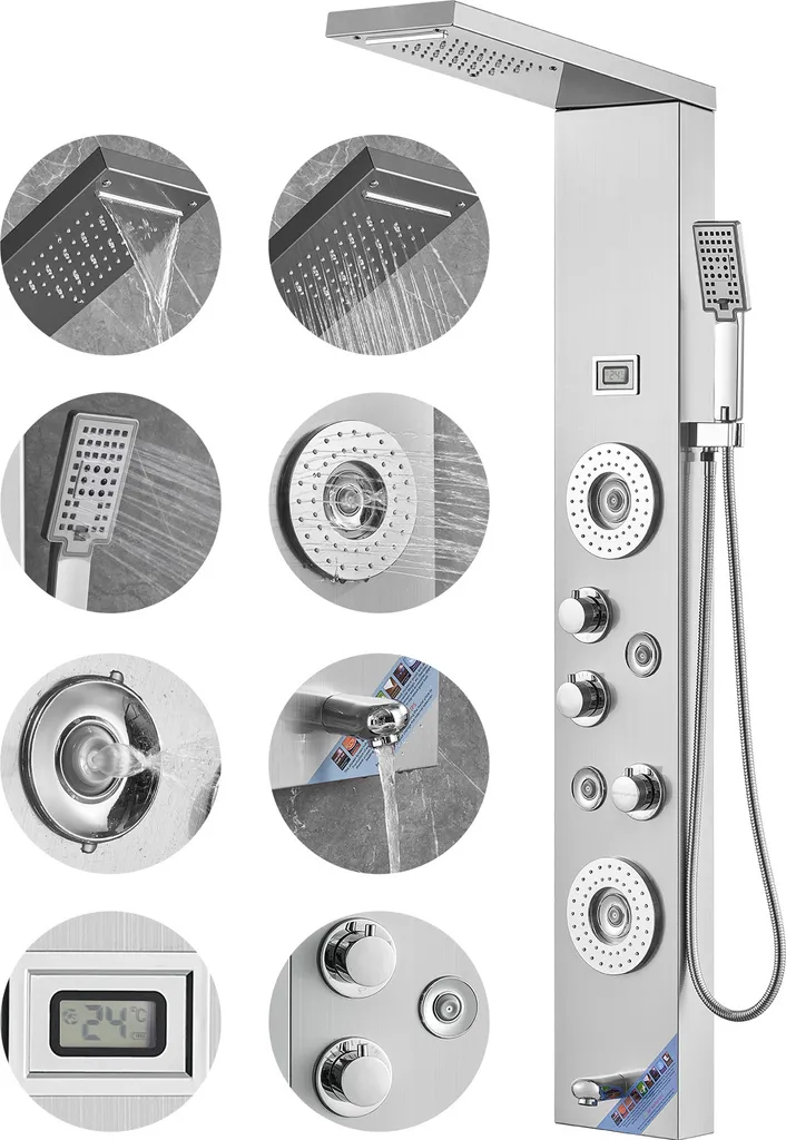 Sistema Doccia SucceBuy Inox 6 Funzioni: Massaggio e Sicurezza LED