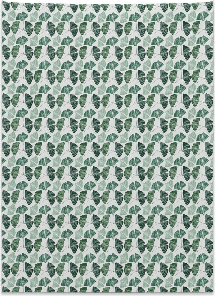 Abakuhaus Gingko Wandteppich, Biloba Baum Blätter Laub aus Weiches Mikrofaser Stoff Kein Verblassen Klare Farben Waschbar, 110 x 150 cm, Weiß und...