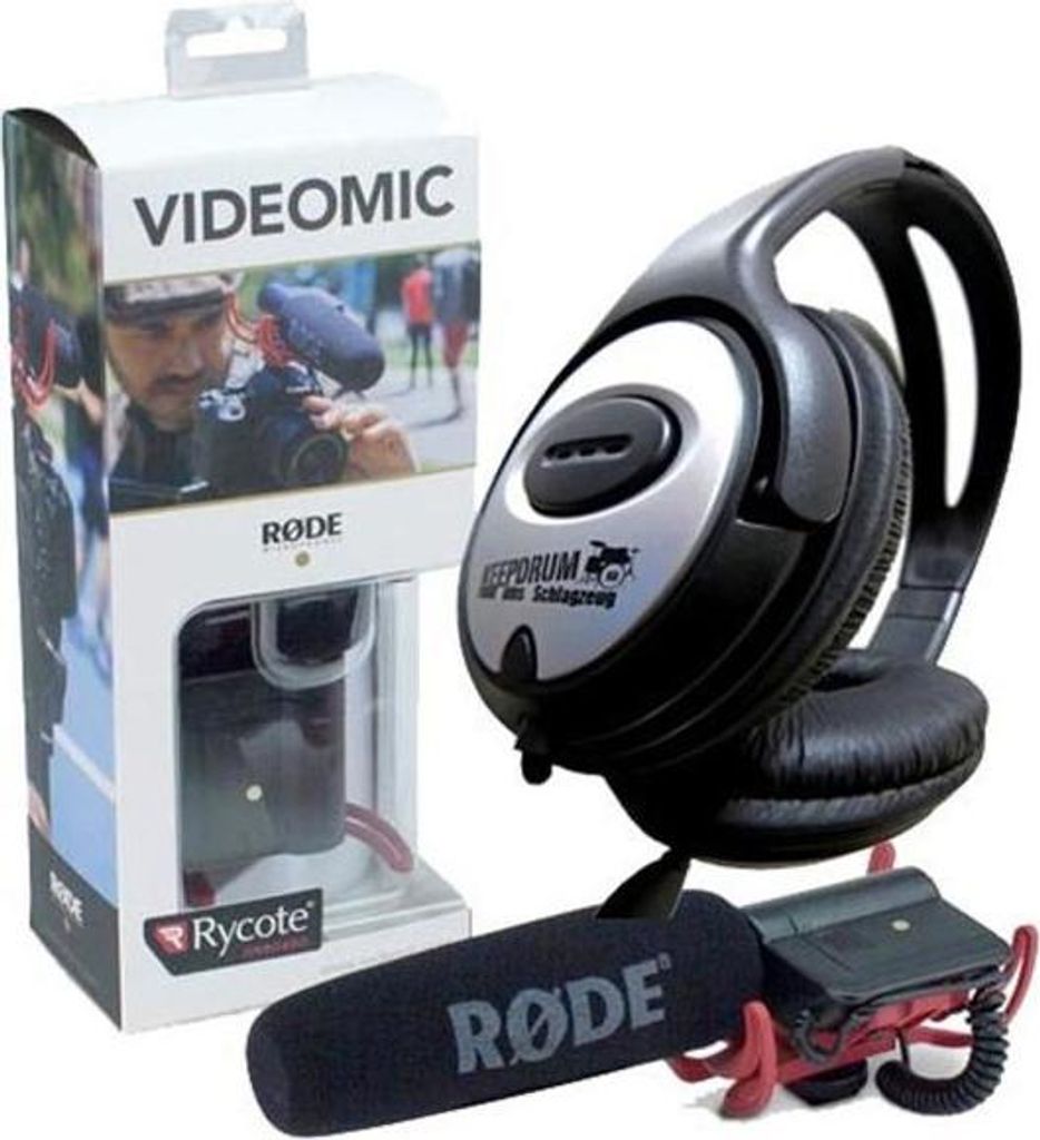 Rode VideoMic Rycote mit Kopfhörer
