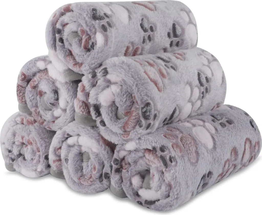 Couverture anti-poils pour chat et chien en polaire grise pack de 6
