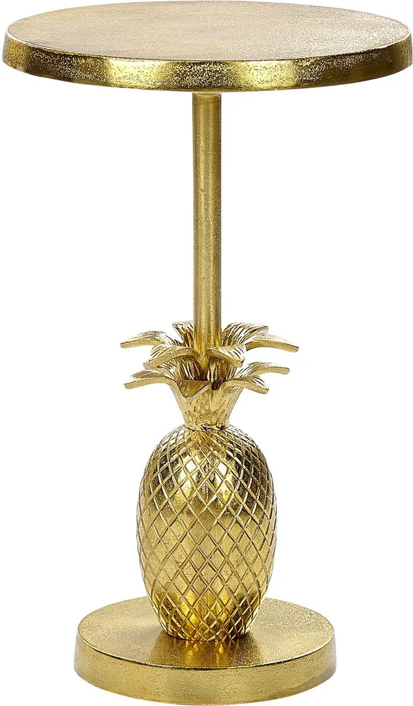 Petite Table d'appoint Dorée Motif Ananas 49 cm pour Salon Design Chic
