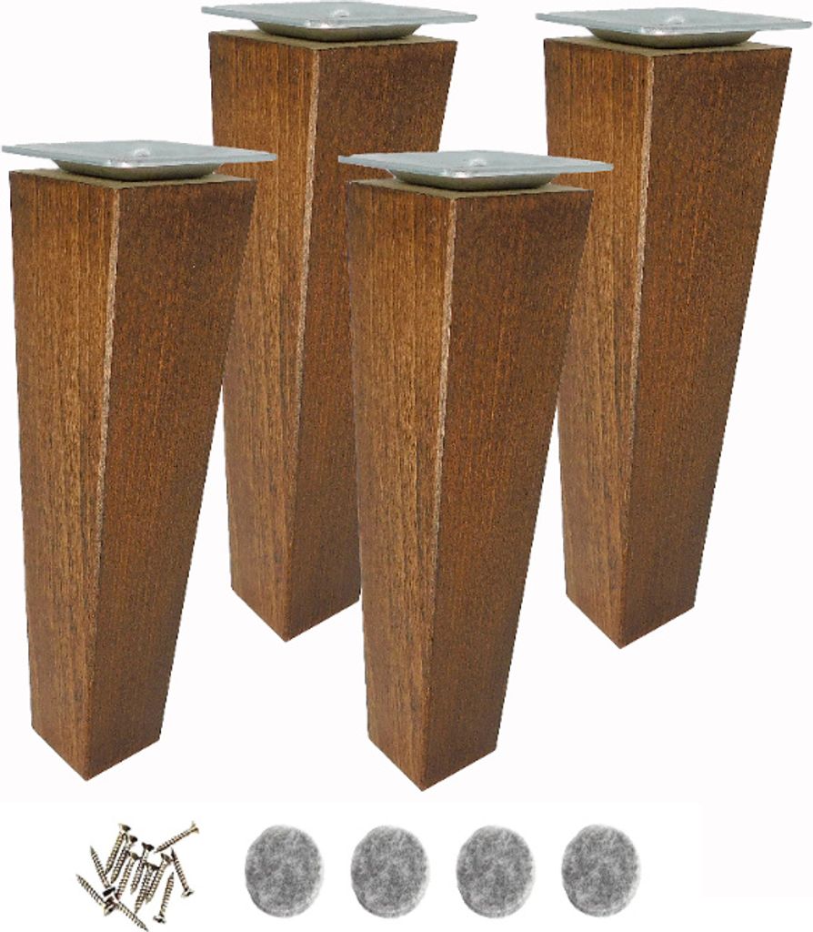 Beine aus Buchenholz, 20 cm – Trapezform, Nussbaumbeize, Produktbild 