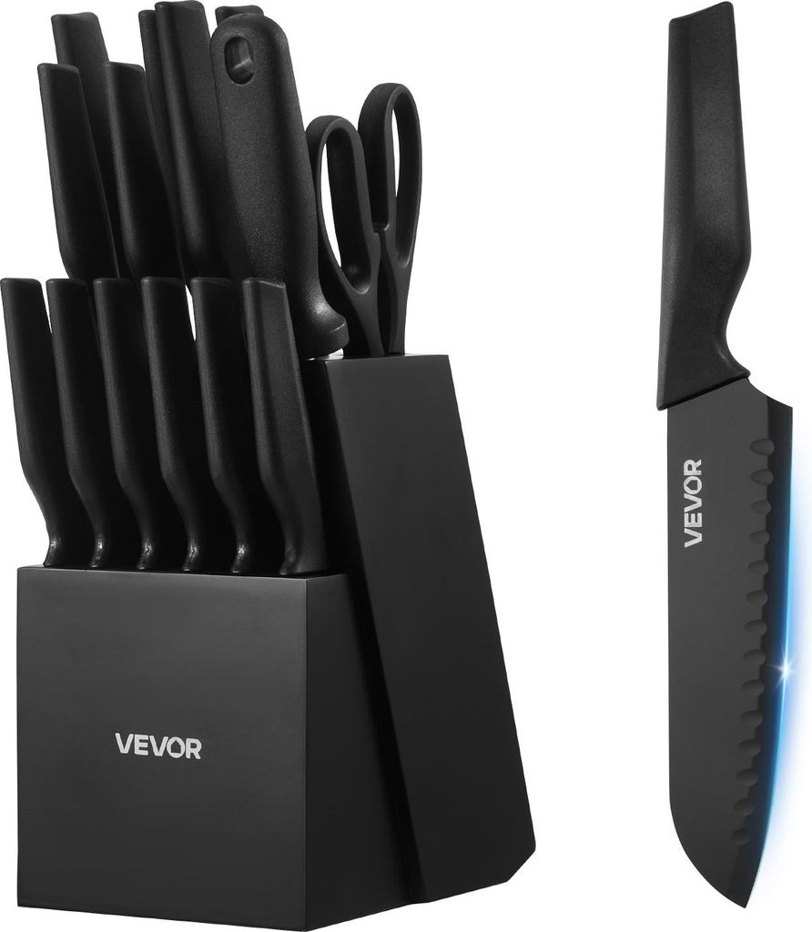 Set di coltelli da cucina VEVOR con ceppo (legno) e acciaio Immagine del prodotto 