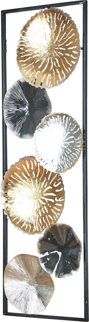 3D Wandbild 30x90cm Ringe Metall Silber Kupfer Gold Deko Teller Wanddeko Design