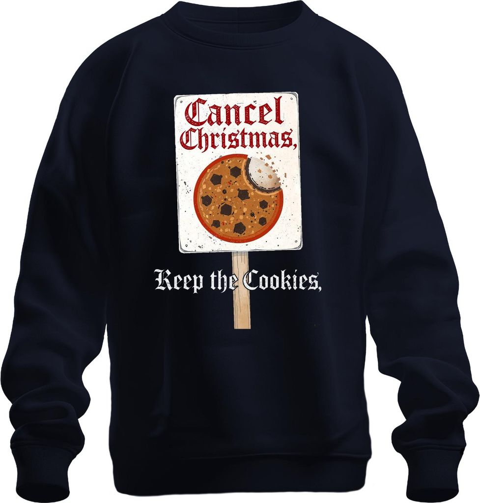 Cancel Christmas Keep the Cookies gothic funny sarcastic gift Uni Sweatshirt Pullover, Navy, L
