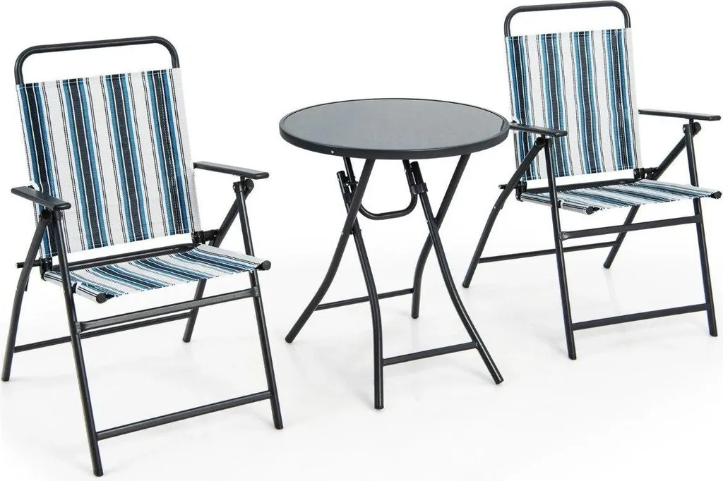 Ensemble bistro robuste table et 2 chaises en acier résistant aux UV - 2
