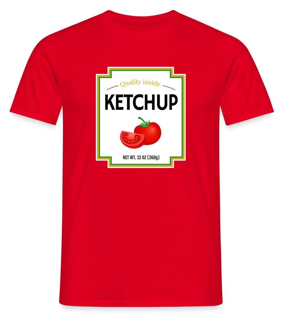 Spreadshirt Ketchup Partner Kostüm Fasching Karneval Männer T-Shirt, XXL, Rot
