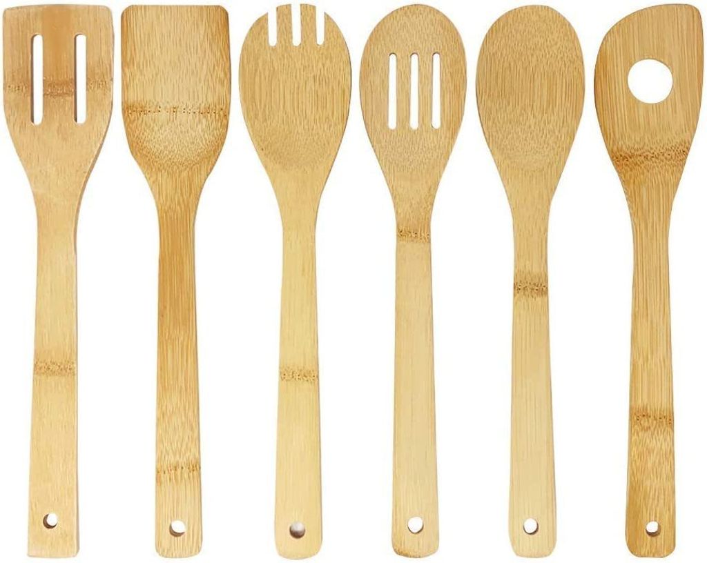 Joejis Küchenutensilien aus Bambus Koch Set aus Holz 6 Widerstandsfähige & stilvolle Bambus Utensilien Holzlöffel Bambusspatel geschlitzter Koch...