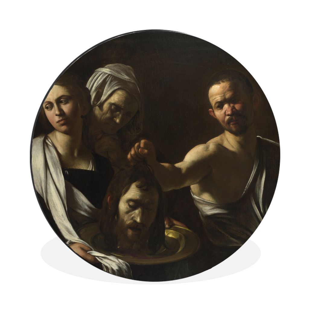 MuchoWow Aluminium Wandkreis Salome mit dem Haupt von Johannes dem Täufer - Caravaggio Ø 60 cm Wanddeko Modern Wohnzimmer - Wand Kreis - Wandbi...